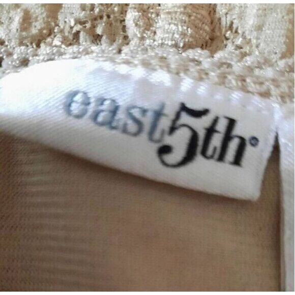 East 5th Shirt Ladies Medium Tan Square Neck‎ Short Sleeve Romantic Classic - Picture 5 of 7